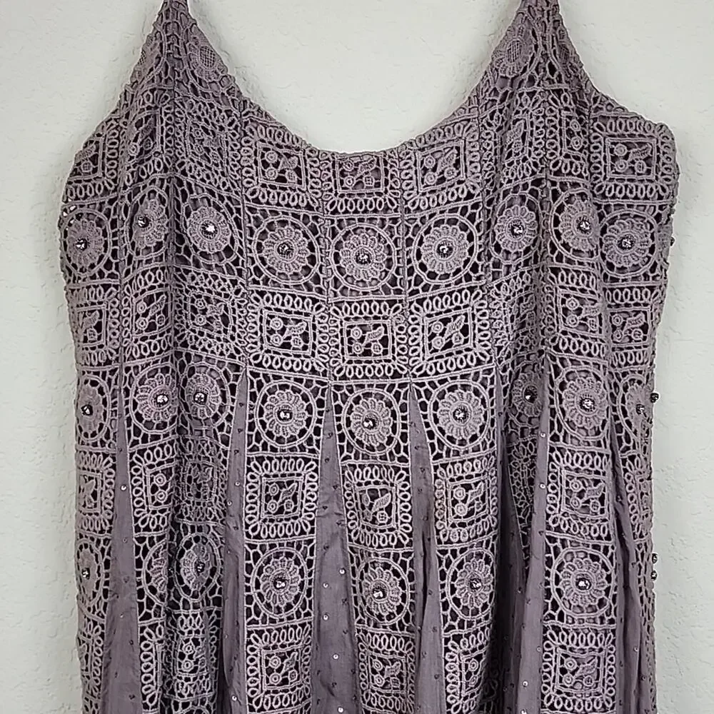 Free People Faux Diamond Sparkling Embroidered Dress